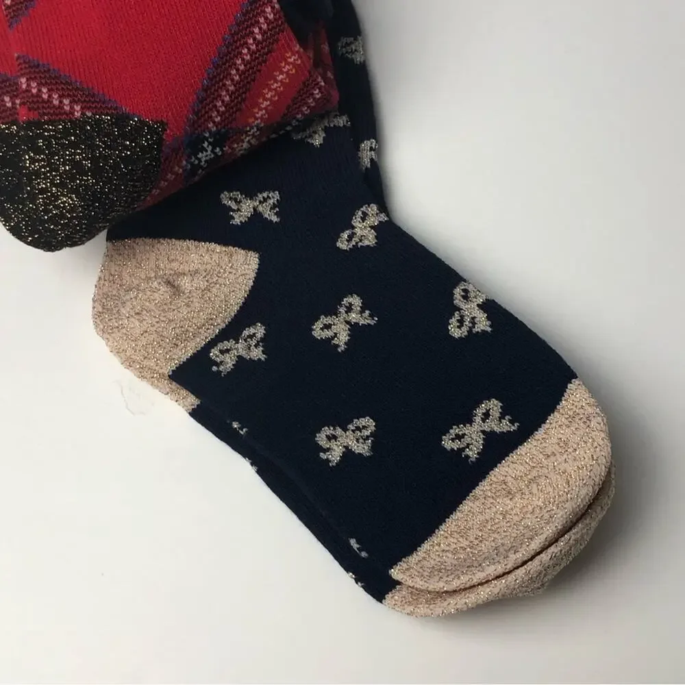 Crewcuts Girl's Holiday Print  Candy Cane Hearts Socks Three Pairs  Sz M NWT